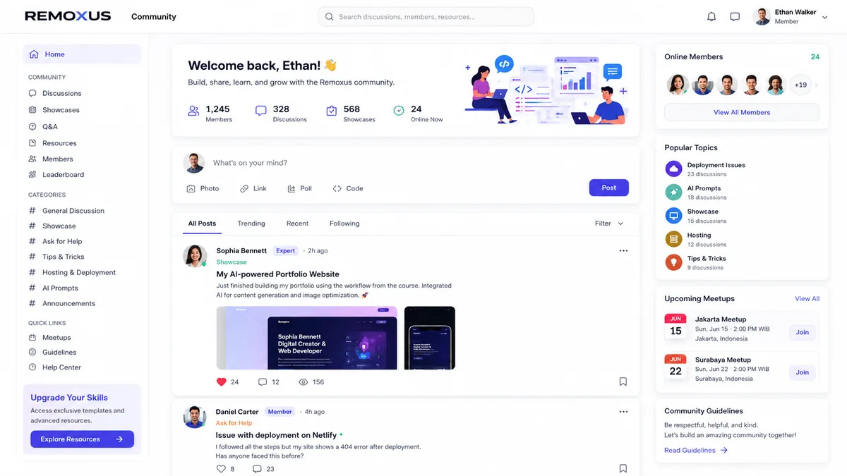 Remoxus community platform preview